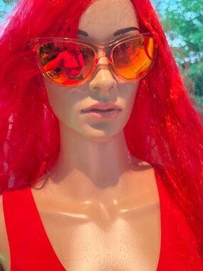 Oakley Red Orange Mirrored Cat-Eye Sunglasses